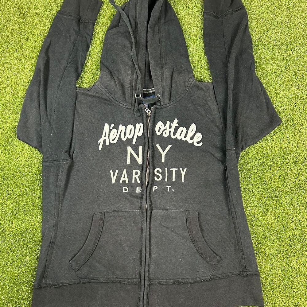 Aeropostale Men's Black and Grey Hoodie